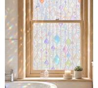 ADD.HERES Window Privacy Film, Stained Glass Decorative Static Cling, Removable Laser Sun Blocking Vinyl Covering, Window Film for Home Kitchen Living Room, Crystal Radiance, 17.5" x 78.7"