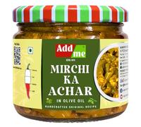 Add Me Home Made Green Chilli Pickle in Olive Oil 300 gm | Hari Mirch ka Achaar in Olive Oil 300gm Glass Jar