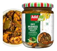 Add Me Home Made Seedless Dry Mango Pickle | Aam ka Sukha Achar in Very Less Mustard Oil 500g Glass Jar