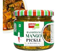 Add Me Homemade Rajasthani Mango Pickle in Mustard Oil 300g Without Stone aam ka achar Soft and Tangy Glass Pack