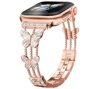 Add sparkle to your watch with Musk-MSKR Metal Starlight Bracelet - Compatible with Musk-MSKR Watch Series 10/9/8/7/6/5/4/3/2/1/SE/Ultra.Shiny and Stylish for Women in Sizes 38mm, 40, Rose Gold, 46/49