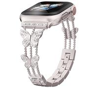 Add Sparkle to Your Watch with Musk-MSKR Starlight Diamond Metal Band - Compatible with Apple Watch Series 10/9/8/7/6/5/4/3/2/1/SE/Ultra - Shiny and Elegant for Women