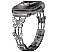 Add sparkle to your watch with the Musk-MSKR Starlight Diamond Metal Band - Compatible with Musk-MSKR Series 10/9/8/7/6/5/4/3/2/1/SE/Ultra Watch - Shiny and elegant for the, Black, 41/40/38/42mm
