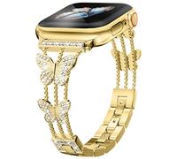 Add sparkle to your watch with the Musk-MSKR Starlight Diamond Metal Band - Compatible with Musk-MSKR Series 10/9/8/7/6/5/4/3/2/1/SE/Ultra Watch - Shiny and elegant for the, gold, 46/49/45/44/42mm