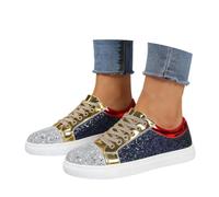 Add that special touch to your everyday style with these round toe flat trainers that are characterised by sparkling colour accents. A versatile design., red, 7 UK