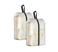 Add Your Text Gold Marble Blank Modern Elegant, Travel Shoe Bags 2 Pack, Waterproof Shoe Storage Bags, Shoe Organizer for Travel and Home