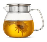 AddAcsaCi Premium Glass Tea Pot 500ml Round Shape | Borosilicate Glass Tea Pot with Stainless Steel Infuser | Tea Pot with Strainer for Loose Leaf Tea | Heat Resistant Tea Maker | Dishwasher Safe