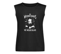 Addams On Wednesdays We Wear Black Top TV Show Gift Wednesday Men's Vests Tank Tops O-Neck 100% Cotton Undershirts Unisex Sleeveless Shirt XL