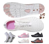 AddBili Barefoot Grounding Shoes for Men & Women with Solid Pure Copper Screws, Metal Fabric Insole, 2 Pairs Grounding Socks | Secure | Effective and | Comfortable- B36, White, 8.5 Women/7.5 Men