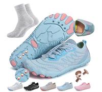 AddBili Grounding Shoes with Copper Grounded Footwear Barefoot Shoes Effectively Soft Comfortable, Blue-2socks, 8.5 Women/7.5 Men