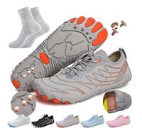 AddBili Grounding Shoes with Copper Grounded Footwear Barefoot Shoes Effectively Soft Comfortable, Grey-2socks, 8.5 Women/7.5 Men