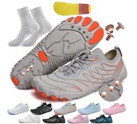 AddBili Grounding Shoes with Copper Grounded Footwear Barefoot Shoes Effectively Soft Comfortable, Grey-2socks, 14 Women/13 Men