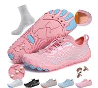 AddBili Grounding Shoes with Copper Grounded Footwear Barefoot Shoes Effectively Soft Comfortable, Pink-1socks, 8.5 Women/7.5 Men