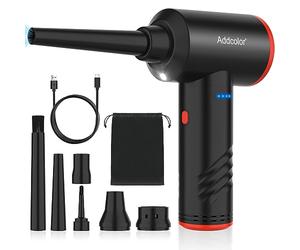 ADDCOLOR Compressed Air Duster Cleaner for PC 6000mAh Electric Air Blower AD38 Air Duster 3 Gear Adjustable Compressed Air Cleaner with LED Light, Reusable Canned Dust Blower for Laptop, Keyboard
