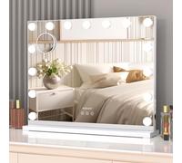 ADDCOLOR Hollywood Vanity Mirror with Lights, Vanity Mirror with USB Charging Port, 15 LED Lights and 3 Adjustable Lighting Modes, Mirror with Light (58 x 12 x 46 cm)