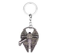 Added Sparkle Millennium Falcon Bottle Opener Keyring - Silver Metal Star Spaceship Key Chain | Compact 4.3 x 5.7cm Key Ring for Fans, Gifts & Collectors