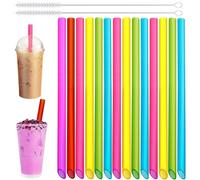 Addein 20pcs Bubble Tea Straws, Colorful Smoothie Straw with 2 Cleaning Brushes, Reusable Boba Smoothie Straws for Milk Shake Boba Juice Smoothie, 230 * 10 mm