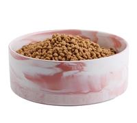 Addggo 8 in Dog Bowl Ceramic for Medium Large Sized Breed,Retrievers,7.6 Cups Non Slip Heavy Weighted Dog Food Water Dish,Big Pet Bowl Marble Pink