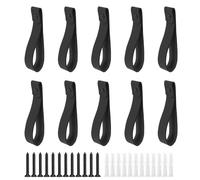 AddGrace 10Pcs Leather Curtain Rod Holder, PU Leather Curtain Rod Bracket for Hanging Towel, Decorative Leather Strap Wall Hooks, Wall Mounted Leather Loop for Oars Black 10pcs 9.8"