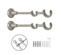 AddGrace 2 Pack Double Curtain Rod Bracket Stainless Steel Wall Mounted Rod Holder with Screws for 4/5" or 1" rod (Nickel)