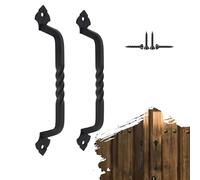 AddGrace 2 Pack Gate Handles for Wooden Gates with Screws 160mm/6 Black | Durable Solid Steel, Matte Coating, Barn Door Handles, for Garden Gate Shed Wooden Fences, Closet, Wardrobes, Drawer, Rustic