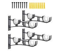 AddGrace 4 Pack Double Curtain Rod Brackets for Drapery Rod Aluminum Alloy Heavy Duty Curtain Rod Holders