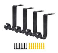 AddGrace 4 Pack Heavy Duty Vintage Curtain Rod Holder for 1" Rods - Black, Large