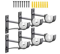 AddGrace 6 Pack Heavy Duty Curtain Rod Bracket Single Curtain Rod Holders for 0.8 to 1 Inch Drapery Rod Sturdy Curtain Rod Hooks for Living Room Bedroom Bathroom Black