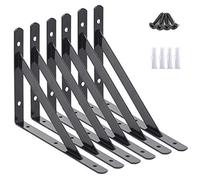 AddGrace 6pcs Shelf Brackets Heavy Duty Triangle Shelf Bracket Black 150mm