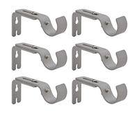 AddGrace Adjustable Curtain Bracket, Fits Up to 1 Inch Rod, Set of 6, Sturdy Extendable Holder, Metal Single Bracket for Wall (Silver)