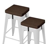 AddGrace Anti-Slip Bar Stool Cushions Square Bar Stool Seat Cushions with Ties Set of 2 Small Square Chair Pads with Machine Washable Cover 12"X12"X2" (Coffee)