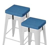AddGrace Anti-Slip Bar Stool Cushions Square Bar Stool Seat Cushions with Ties Set of 2 Small Square Chair Pads with Machine Washable Cover 12"X12"X2" (Blue)