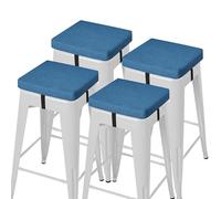 AddGrace Anti-Slip Bar Stool Cushions Square Set of 4 30X30X5cm Blue