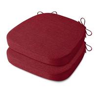 AddGrace Anti Slip Kitchen Chair Cushions D-Shape Dining Chair Pads Set of 2 High Density Foam Durable Kitchen Seat Cushions 16"X16"X2"/41X41X5cm Red