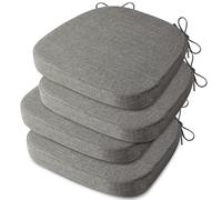 AddGrace Anti Slip Kitchen Chair Cushions D-Shape Dining Chair Pads Set of 4 High Density Foam Durable Kitchen Seat Cushions 16"X16"X2"/41X41X5cm Light Grey
