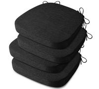 AddGrace Anti Slip Kitchen Chair Cushions D-Shape Dining Chair Pads Set of 4 High Density Foam Durable Kitchen Seat Cushions 16"X16"X2"/41X41X5cm Black