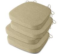 AddGrace Anti Slip Kitchen Chair Cushions D-Shape Dining Chair Pads Set of 4 High Density Foam Durable Kitchen Seat Cushions 16"X16"X2"/41X41X5cm Beige