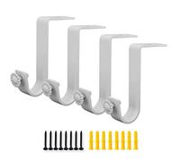 AddGrace Ceiling Bracket for Curtain Rods, 4 Pack Heavy Duty Vintage Curtain Rod Holder for 1" Rods - White
