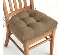 AddGrace Chair Cushions for Dining Chairs Set of 1 Kitchen Seat Cushions with Ties and Non Slip Backing Tufted Indoor Seat Pad for Kitchen Dining Room 18" x 17" x 3" Light Brown
