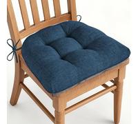 AddGrace Chair Cushions for Dining Chairs Set of 1 Kitchen Seat Cushions with Ties and Non Slip Backing Tufted Indoor Seat Pad for Kitchen Dining Room 18" x 17" x 3" Navy