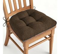 AddGrace Chair Cushions for Dining Chairs Set of 1 Kitchen Seat Cushions with Ties and Non Slip Backing Tufted Indoor Seat Pad for Kitchen Dining Room 18" x 17" x 3" Coffee