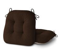 AddGrace Chair Cushions for Dining Chairs Set of 2 Non-Slip Kitchen Seat Cushions with Ties Tufted Thick Seat Pads for Indoor Kitchen Dining Furniture 17"x16"x3" Dark Brown