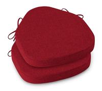AddGrace Chair Cushions for Dining Chairs Set of 2 Windsor Kitchen Seat Cushions with Removable Textured Cover and Non Slip Bottom Indoor Seat Pads with Ties and Foam (16.5x15.5 Inches Red)