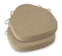 AddGrace Chair Cushions for Dining Chairs Set of 2 Windsor Kitchen Seat Cushions with Removable Textured Cover and Non Slip Bottom Indoor Seat Pads with Ties and Foam (16.5x15.5 Inches Beige)