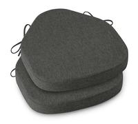 AddGrace Chair Cushions for Dining Chairs Set of 2 Windsor Kitchen Seat Cushions with Removable Textured Cover and Non Slip Bottom Indoor Seat Pads with Ties and Foam (16.5x15.5 Inches DarkGrey)