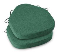 AddGrace Chair Cushions for Dining Chairs Set of 2 Windsor Kitchen Seat Cushions with Removable Textured Cover and Non Slip Bottom Indoor Seat Pads with Ties and Foam (16.5x15.5 Inches DarkGreen)