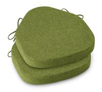 AddGrace Chair Cushions for Dining Chairs Set of 2 Windsor Kitchen Seat Cushions with Removable Textured Cover and Non Slip Bottom Indoor Seat Pads with Ties and Foam (16.5x15.5 Inches Green)