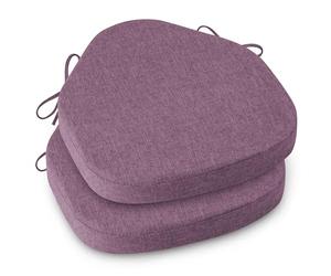 AddGrace Chair Cushions for Dining Chairs Set of 2 Windsor Kitchen Seat Cushions with Removable Textured Cover and Non Slip Bottom Indoor Seat Pads with Ties and Foam (16.5x15.5 Inches Purple)