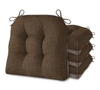 AddGrace Chair Cushions for Dining Chairs Set of 4 Kitchen Seat Cushions with Ties and Non Slip Backing Tufted Indoor Seat Pad for Kitchen Dining Room 18" x 17" x 3" Coffee