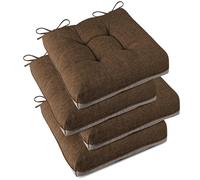 AddGrace Chair Cushions for Dining Chairs Set of 4 Large Kitchen Chair Cushions with Non-Slip Backing and Ties Square Textured Chair Pads for Dining Chairs 17" x 17" Coffee